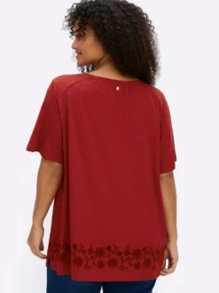 Shirt in A-Linie, mit Blütenprint am Saum