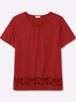 Shirt in A-Linie, mit Blütenprint am Saum