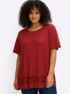 Shirt in A-Linie, mit Blütenprint am Saum