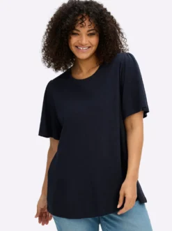 Shirt in A-Linie, mit gesmokter Schulterpasse