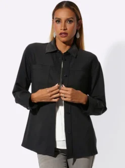 Shirtjacke mit seitlichem Riegel in Flecht-Optik