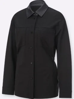 Shirtjacke mit seitlichem Riegel in Flecht-Optik