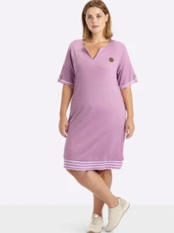 Shirtkleid mit Kontrast-Ringelstoff