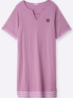 Shirtkleid mit Kontrast-Ringelstoff