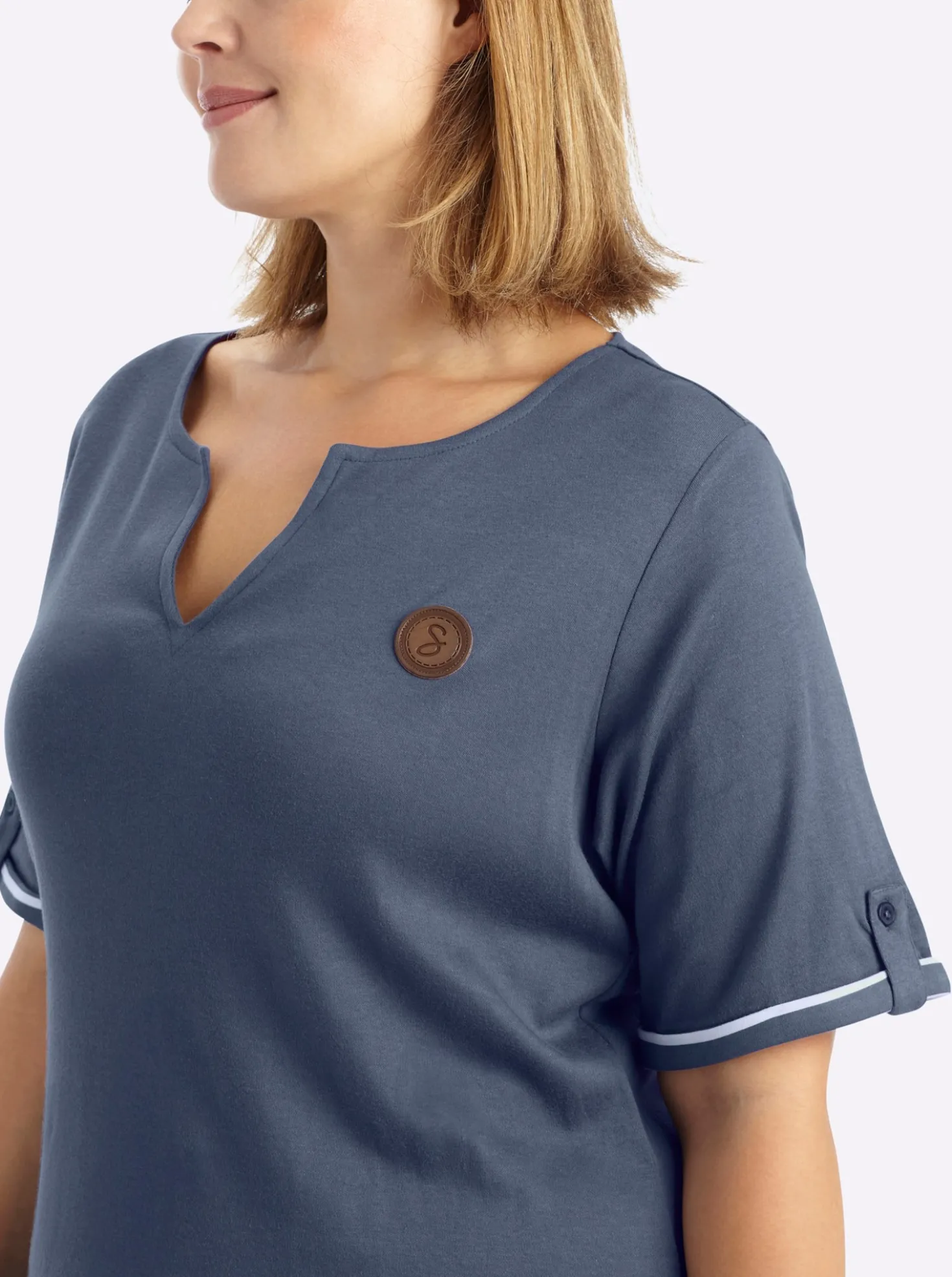 Shirtkleid mit Kontrast-Ringelstoff