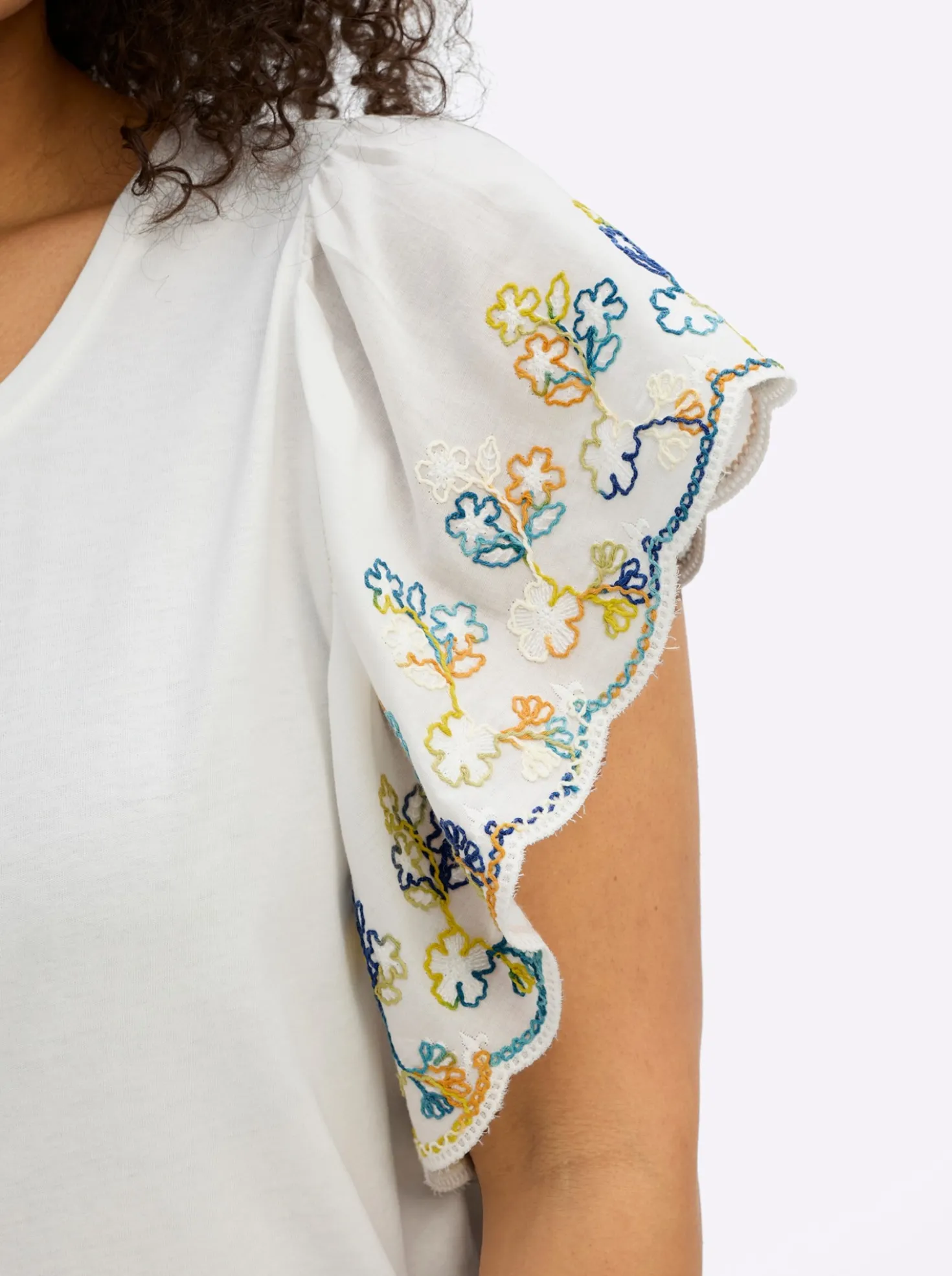 Shirt mit bestickten Flügelärmeln