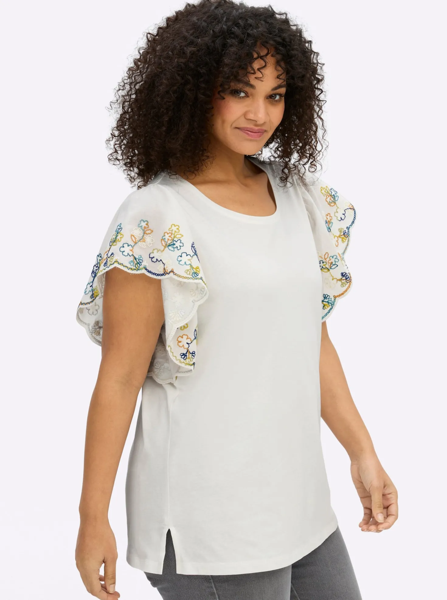 Shirt mit bestickten Flügelärmeln