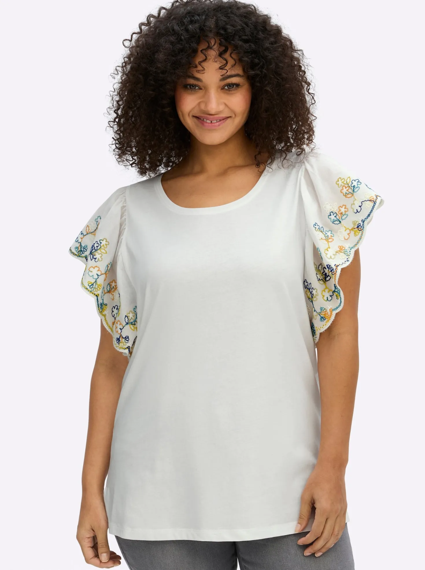 Shirt mit bestickten Flügelärmeln