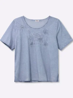 Shirt mit Blumenstickerei