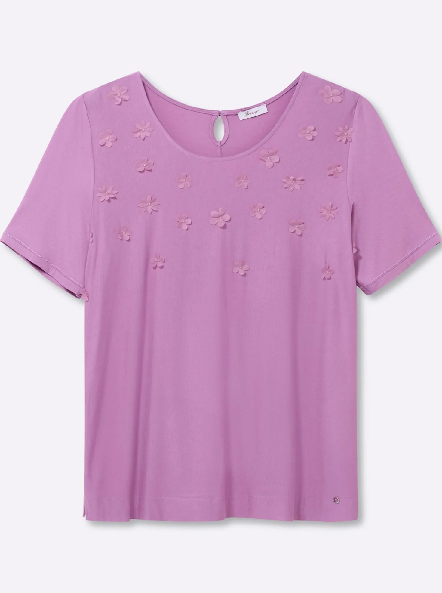 Shirt mit 3D-Blütenapplikationen