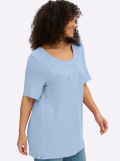 Shirt mit 3D-Blütenapplikationen