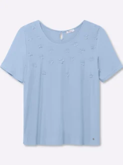 Shirt mit 3D-Blütenapplikationen