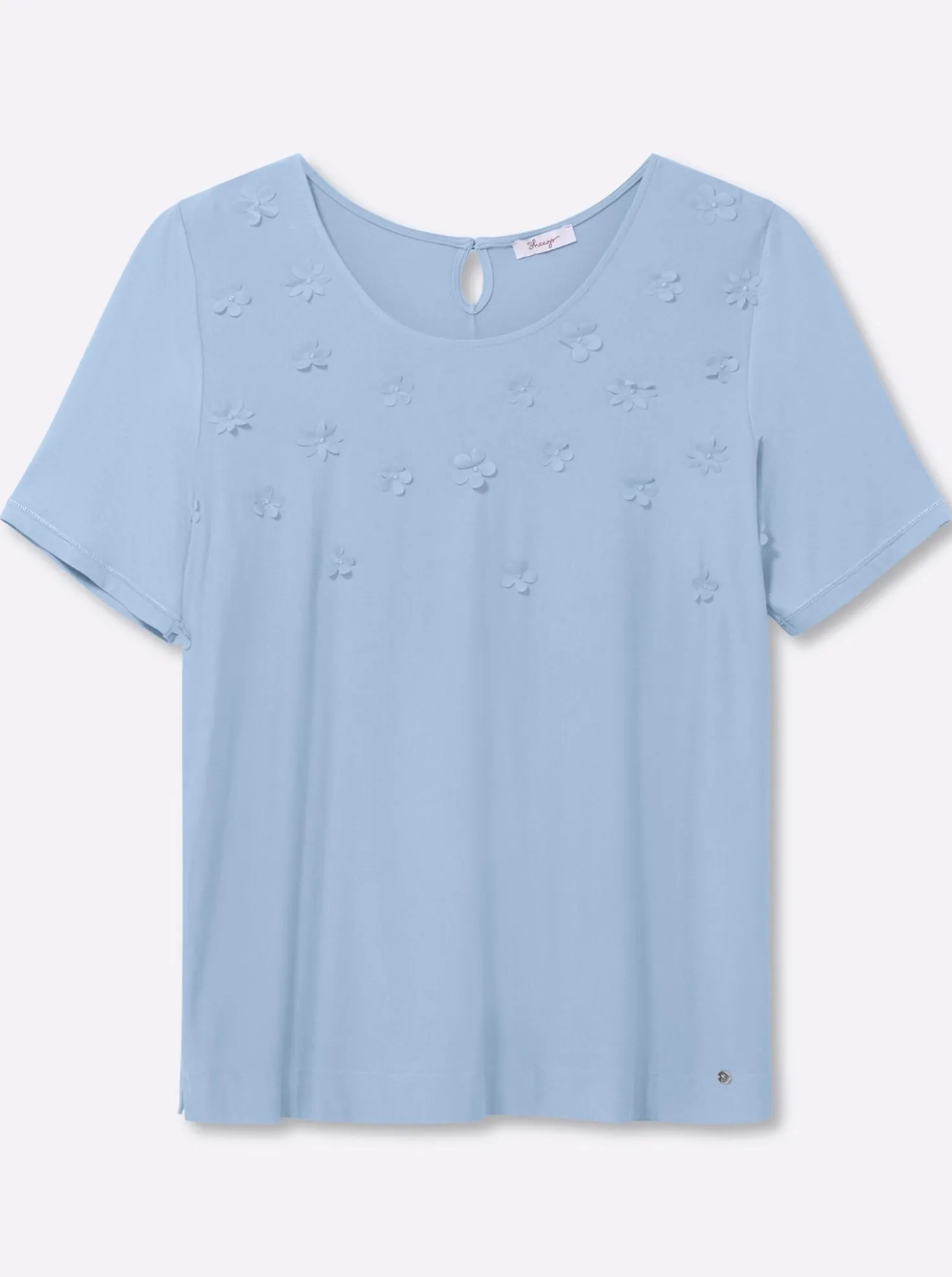 Shirt mit 3D-Blütenapplikationen
