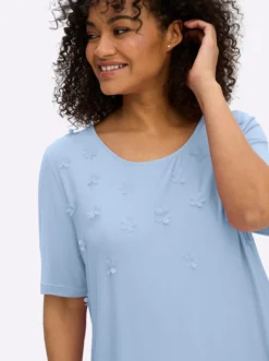 Shirt mit 3D-Blütenapplikationen