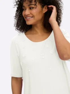 Shirt mit 3D-Blütenapplikationen