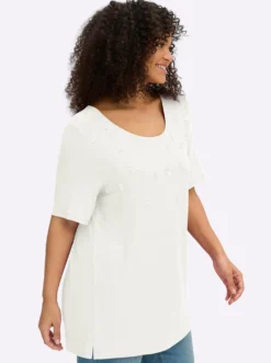 Shirt mit 3D-Blütenapplikationen