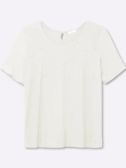 Shirt mit 3D-Blütenapplikationen
