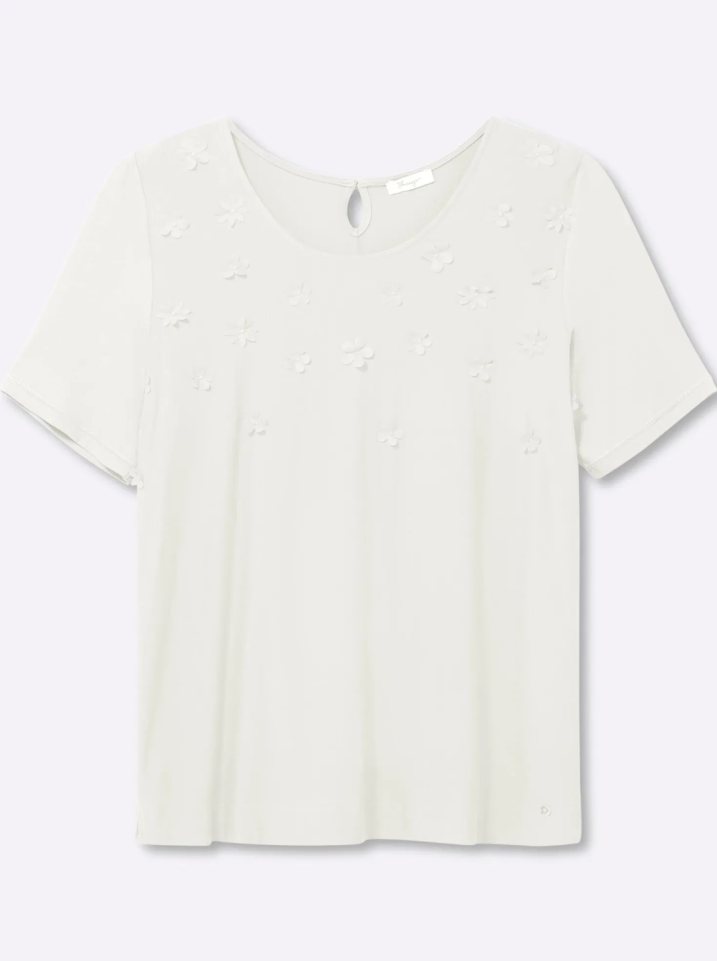 Shirt mit 3D-Blütenapplikationen