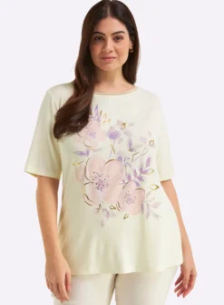 Shirt mit floralem Print und Lurexpaspel