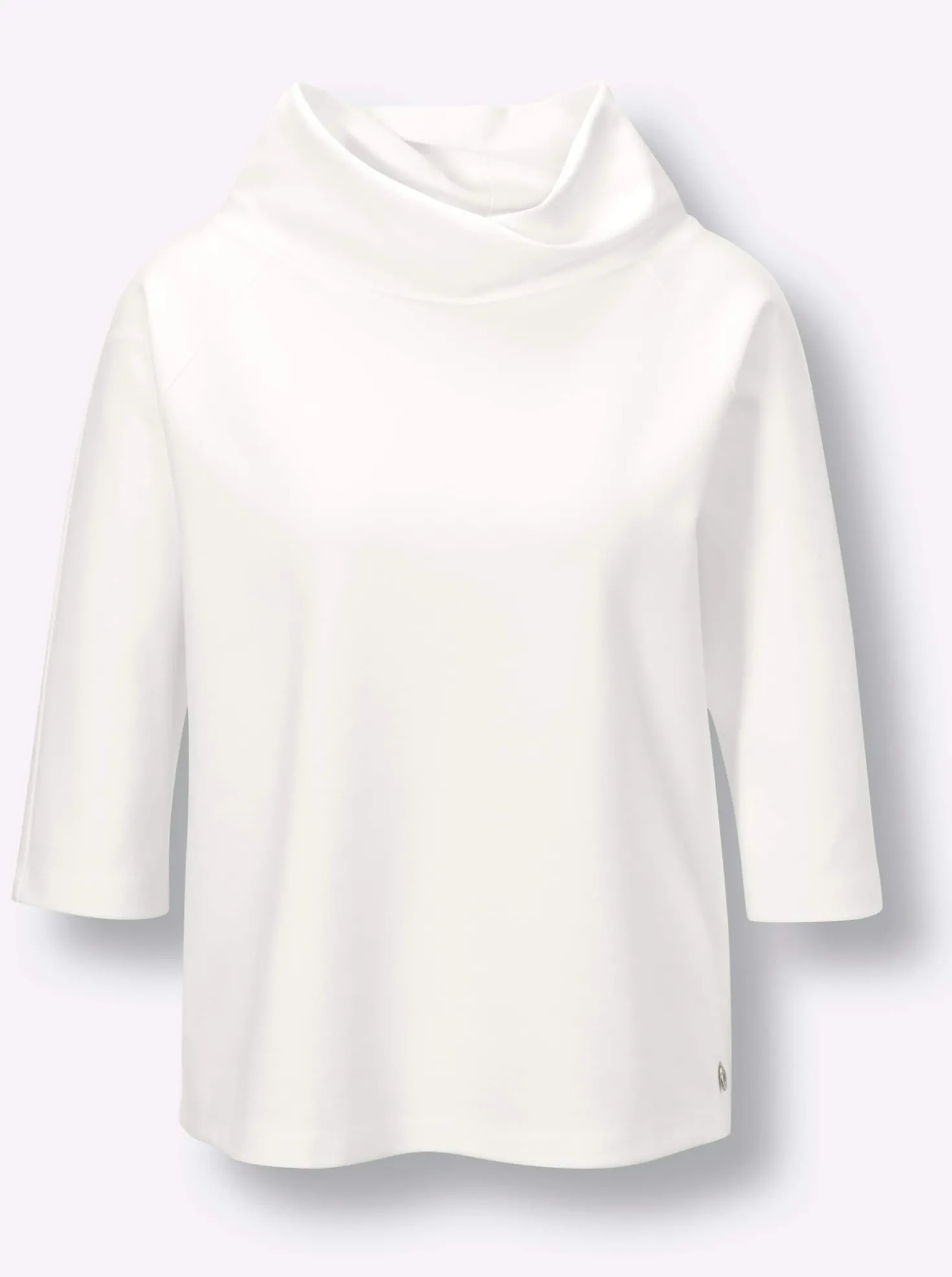 Shirt mit halsfernem Stehkragen und Raglanärmeln