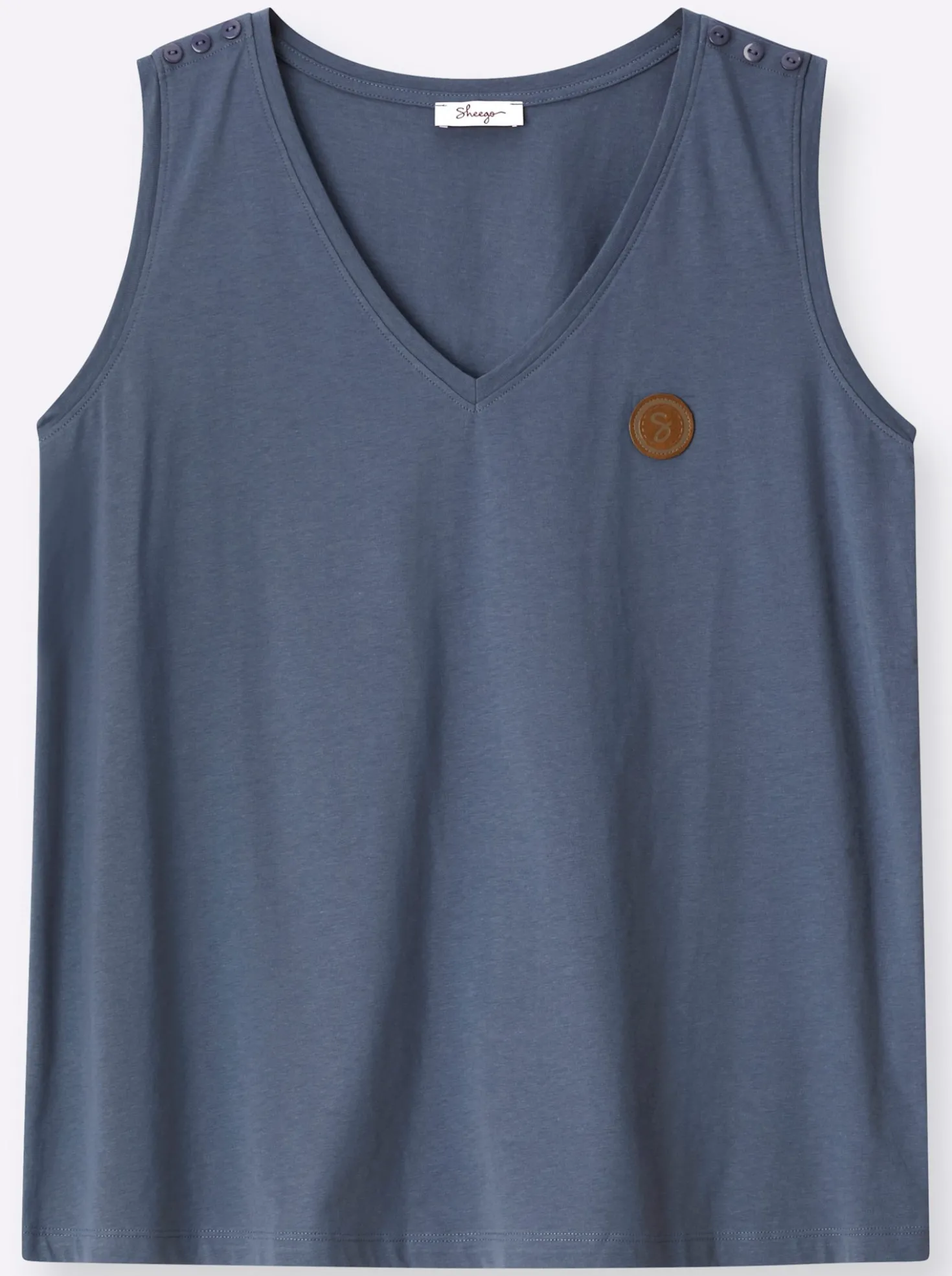 Shirttop mit Lederimitat-Applikation vorn