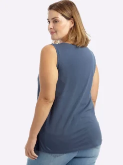 Shirttop mit Lederimitat-Applikation vorn