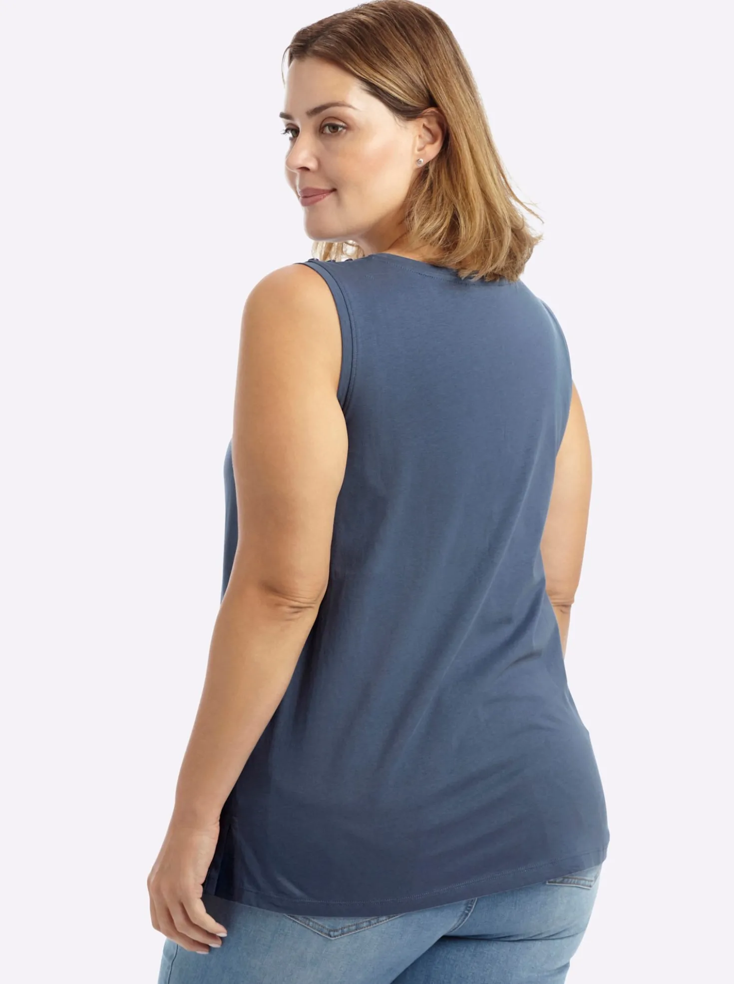 Shirttop mit Lederimitat-Applikation vorn