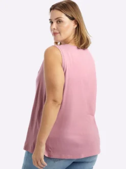 Shirttop mit Lederimitat-Applikation vorn