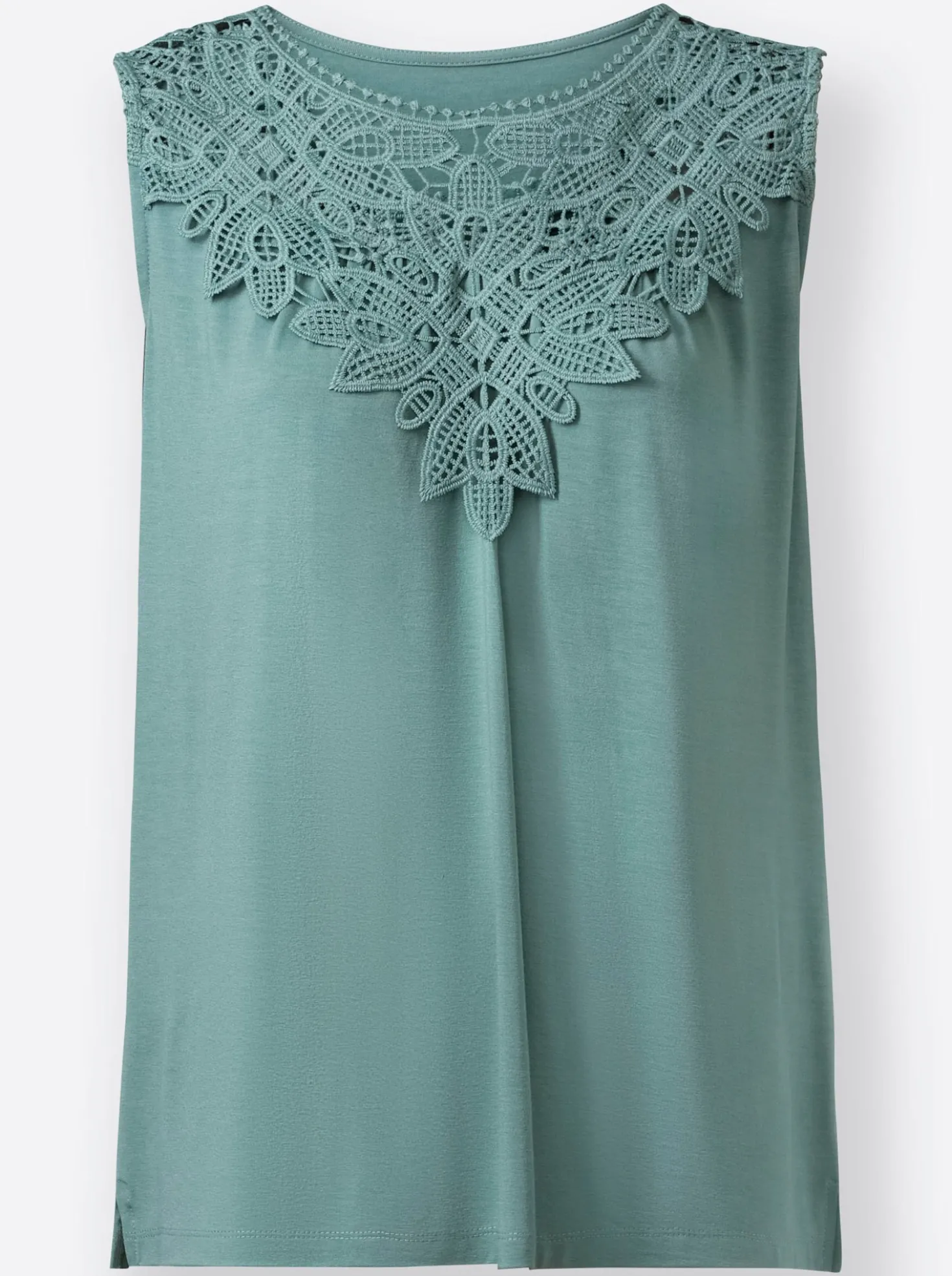 Shirttop mit Spitze am Ausschnitt