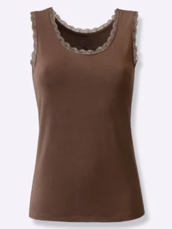 Shirttop mit Spitzenbesatz