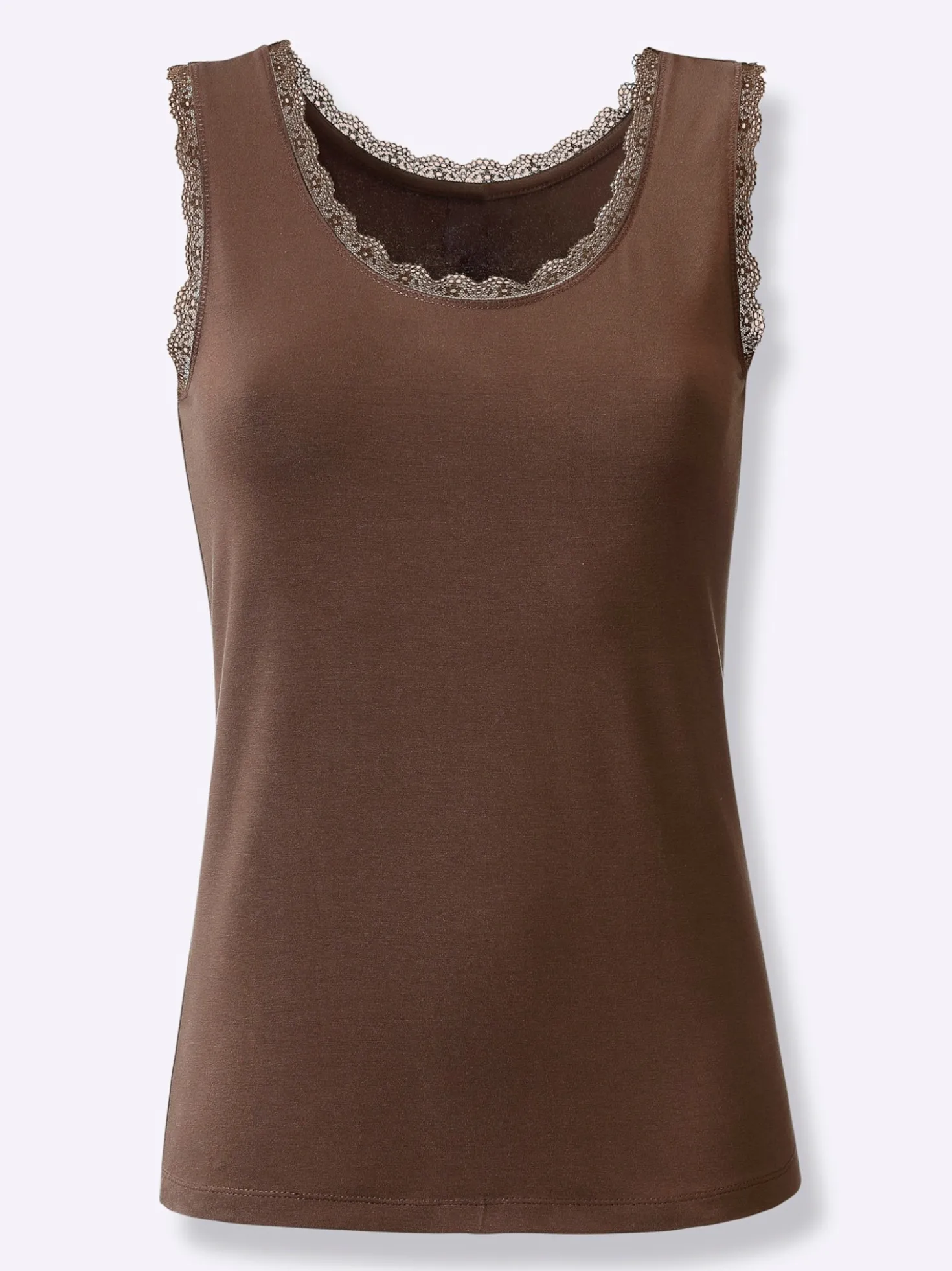 Shirttop mit Spitzenbesatz