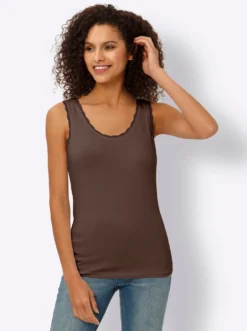 Shirttop mit Spitzenbesatz