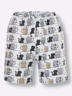 Shorty mit Katzen-Motiv