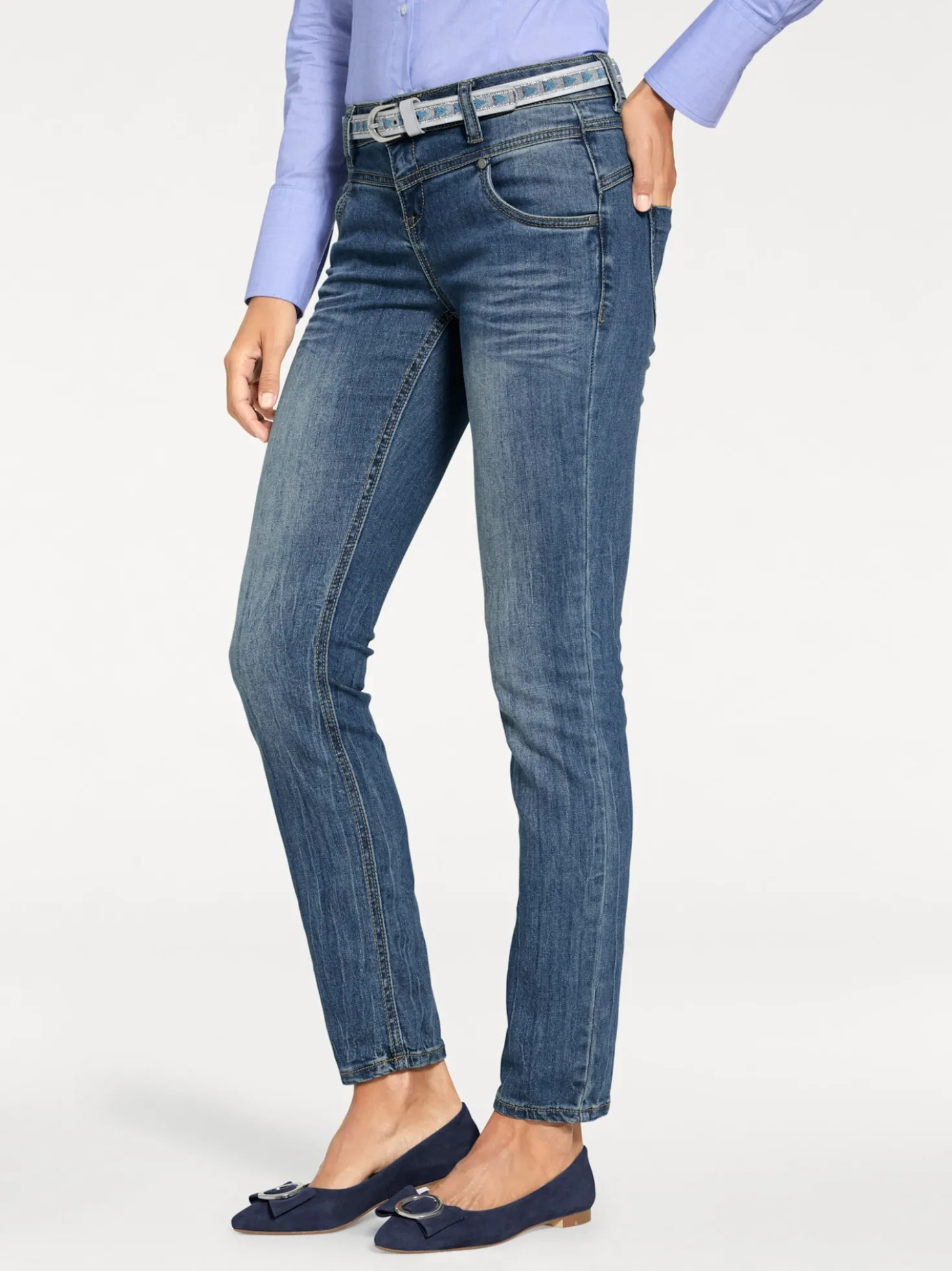 Skinny Jeans mit vertiefter Leibhöhe