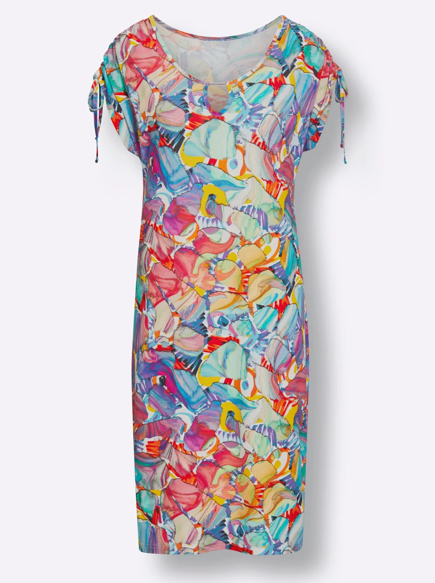 Sommerkleid mit Raff-Bändern an den Schultern