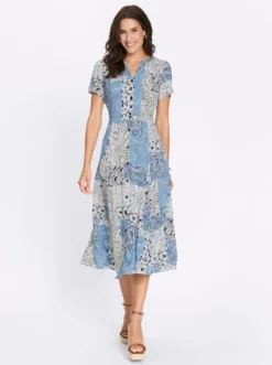 Sommerkleid mit Raffungen an den Schultern