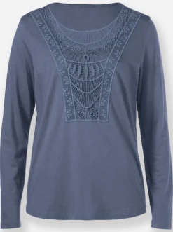 Spitzenshirt abgerundeter Saum