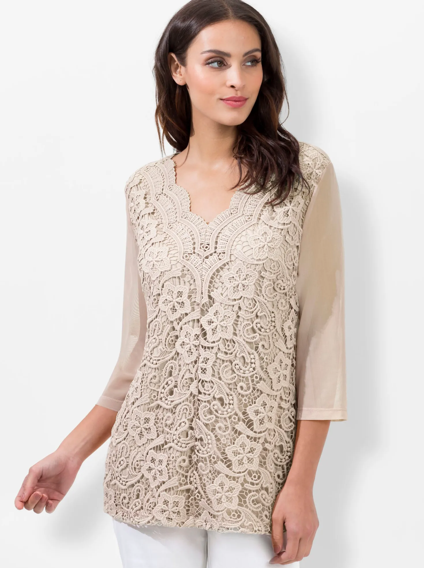 Spitzenshirt blickdicht unterlegt