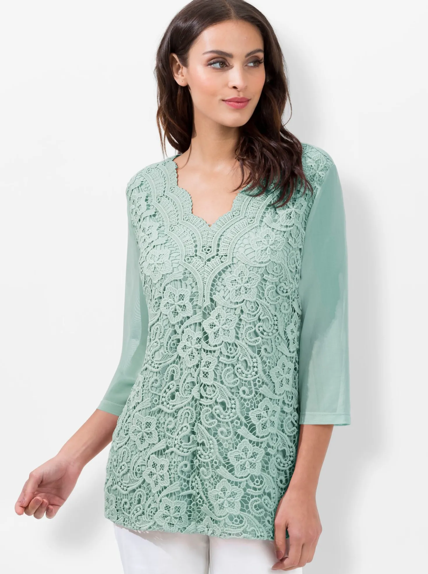 Spitzenshirt blickdicht unterlegt