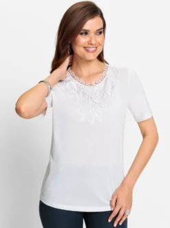 Spitzenshirt im superweichen Materialmix