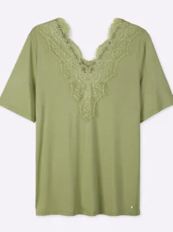 Spitzenshirt mit beidseitigem, tiefem V