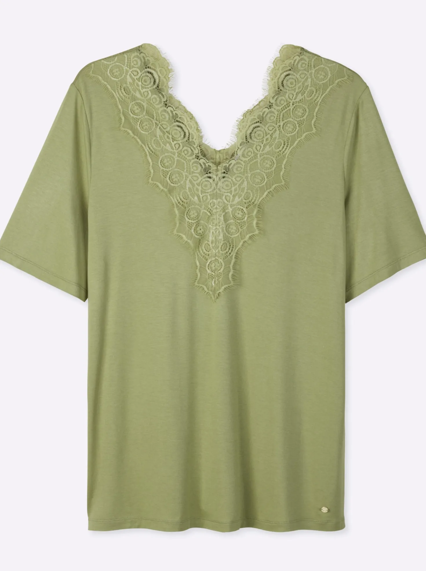 Spitzenshirt mit beidseitigem, tiefem V