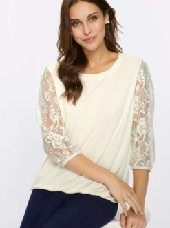 Spitzenshirt mit dezenter Raffung