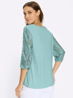 Spitzenshirt mit dezenter Raffung