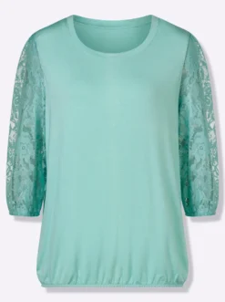 Spitzenshirt mit dezenter Raffung