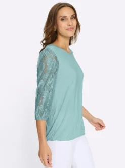 Spitzenshirt mit dezenter Raffung
