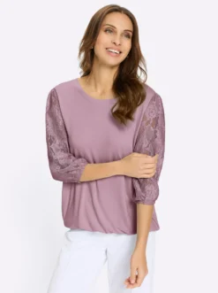 Spitzenshirt mit dezenter Raffung