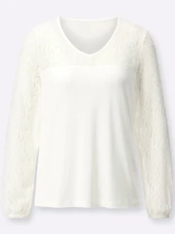 Spitzenshirt mit elastischen Ärmelbündchen