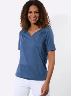 Spitzenshirt mit elastischem Saum
