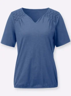 Spitzenshirt mit elastischem Saum
